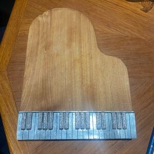Piano-Shaped Wooden Cutting Board with Silver Accents